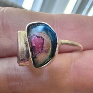 Custom made genuine watermelon tourmaline ring New